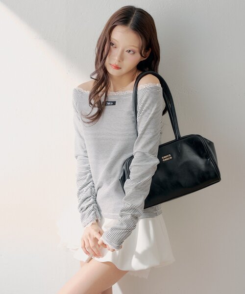 Chico（チコ）の「コンパクトボーダートップス（Tシャツ/カットソー・レディース・グレー/アイボリー/ブラック/ホワイト系その他2・FREE）」の11枚目の写真