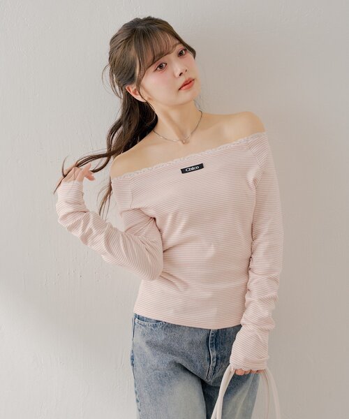 Chico（チコ）の「コンパクトボーダートップス（Tシャツ/カットソー・レディース・グレー/アイボリー/ブラック/ホワイト系その他2・FREE）」の5枚目の写真