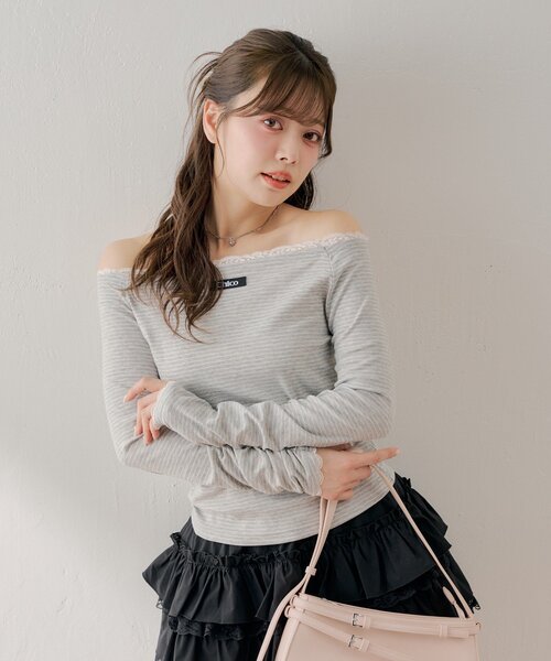 Chico（チコ）の「コンパクトボーダートップス（Tシャツ/カットソー・レディース・グレー/アイボリー/ブラック/ホワイト系その他2・FREE）」の17枚目の写真