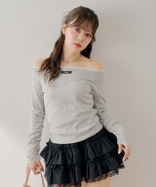 Chico（チコ）の「コンパクトボーダートップス（Tシャツ/カットソー・レディース・グレー/アイボリー/ブラック/ホワイト系その他2・FREE）」の16枚目の写真