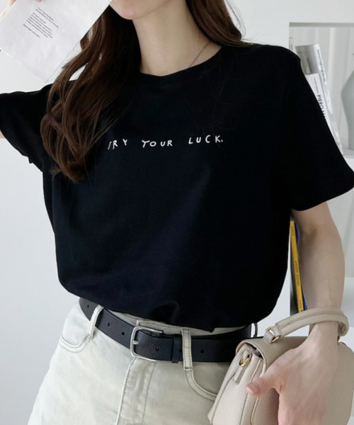 Ada.(エイダ)の「手書き風 プリント 半袖Tシャツ(Tシャツ/カットソー・レディース・ブルー/ホワイト/グレー/ブラック・FREE)」の13枚目の写真