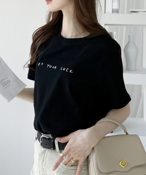 Ada.(エイダ)の「手書き風 プリント 半袖Tシャツ(Tシャツ/カットソー・レディース・ブルー/ホワイト/グレー/ブラック・FREE)」の14枚目の写真