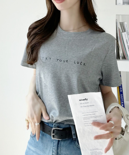 Ada.(エイダ)の「手書き風 プリント 半袖Tシャツ(Tシャツ/カットソー・レディース・ブルー/ホワイト/グレー/ブラック・FREE)」の17枚目の写真