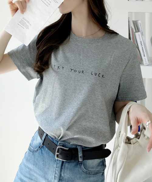 Ada.(エイダ)の「手書き風 プリント 半袖Tシャツ(Tシャツ/カットソー・レディース・ブルー/ホワイト/グレー/ブラック・FREE)」の22枚目の写真