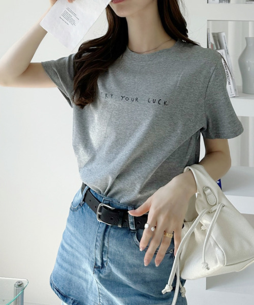 Ada.(エイダ)の「手書き風 プリント 半袖Tシャツ(Tシャツ/カットソー・レディース・ブルー/ホワイト/グレー/ブラック・FREE)」の18枚目の写真