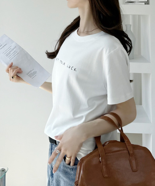 Ada.(エイダ)の「手書き風 プリント 半袖Tシャツ(Tシャツ/カットソー・レディース・ブルー/ホワイト/グレー/ブラック・FREE)」の5枚目の写真
