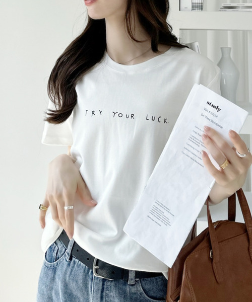Ada.(エイダ)の「手書き風 プリント 半袖Tシャツ(Tシャツ/カットソー・レディース・ブルー/ホワイト/グレー/ブラック・FREE)」の7枚目の写真