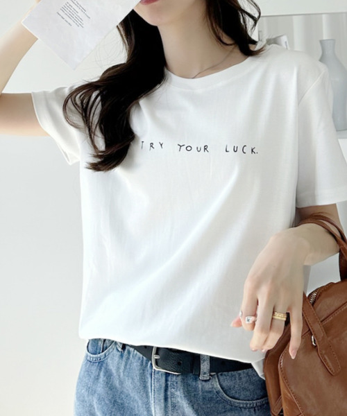 Ada.(エイダ)の「手書き風 プリント 半袖Tシャツ(Tシャツ/カットソー・レディース・ブルー/ホワイト/グレー/ブラック・FREE)」の6枚目の写真