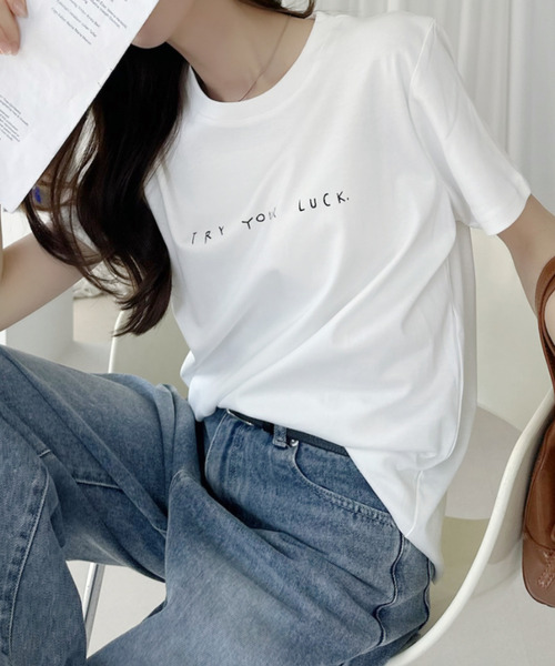 Ada.(エイダ)の「手書き風 プリント 半袖Tシャツ(Tシャツ/カットソー・レディース・ブルー/ホワイト/グレー/ブラック・FREE)」の10枚目の写真