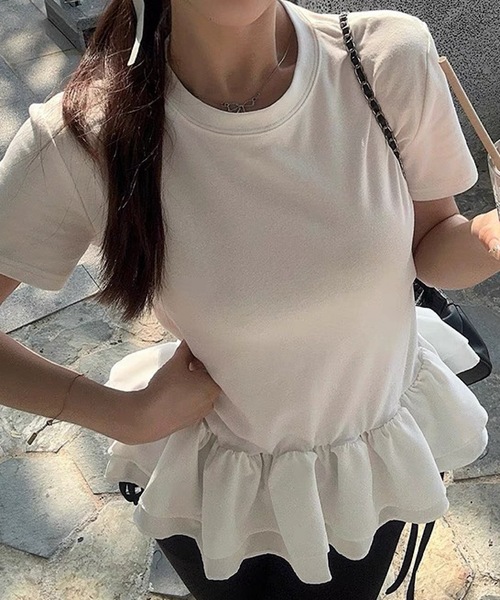 CELENA BEATS(セレナビーツ)の「ドレープオフショルダーロングストリーブトップス(Tシャツ/カットソー・レディース・ブラック/ホワイト・S/M)」の8枚目の写真
