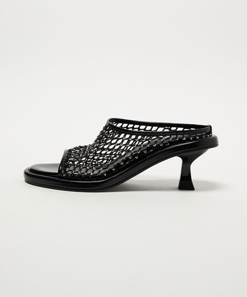 SY UNITED ARROWS(シーユナイテッドアローズ)の「<SY>グレアネットミュール サンダル55↑(サンダル・レディース・シルバー/ブラック・23.5cm/24cm/24.5cm/25cm/22cm/22.5cm/23cm)」の1枚目の写真