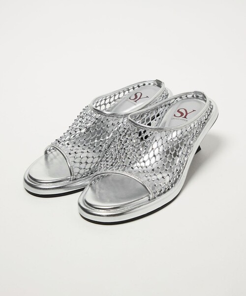 SY UNITED ARROWS(シーユナイテッドアローズ)の「<SY>グレアネットミュール サンダル55↑(サンダル・レディース・シルバー/ブラック・23.5cm/24cm/24.5cm/25cm/22cm/22.5cm/23cm)」の3枚目の写真