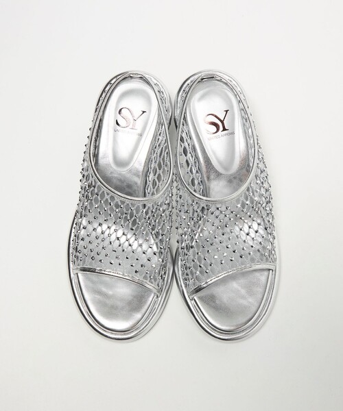 SY UNITED ARROWS(シーユナイテッドアローズ)の「<SY>グレアネットミュール サンダル55↑(サンダル・レディース・シルバー/ブラック・23.5cm/24cm/24.5cm/25cm/22cm/22.5cm/23cm)」の4枚目の写真
