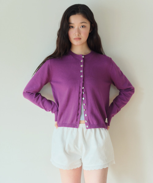 HOMEBODY THINGS(ホームバディ ティングズ)の「Soft Button Cardigan (PURPLE)(カーディガン/ボレロ・レディース・その他・1/2)」の1枚目の写真