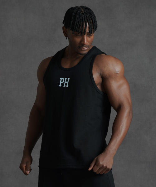 PHERMENON(フェルメノン)の「スタンダードPH切り替えノースリーブ - ブラック(Tシャツ/カットソー・メンズ・ブラック・1/2)」の1枚目の写真