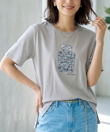 オーストラリアコットン 強撚フライス ビーズ刺繍 香水ボトルTシャツ / 日本製 半袖トップス
