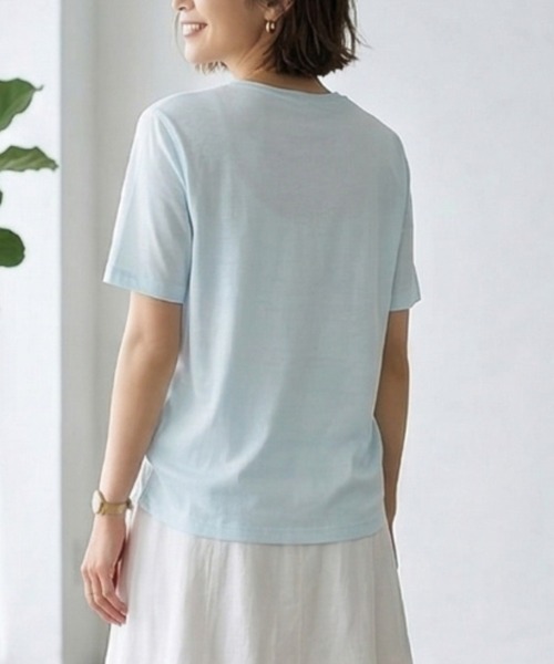 Belta attrice（ベルタアトリーチェ）の「オーストラリアコットン 強撚フライス ビーズ刺繍 香水ボトルTシャツ / 日本製 半袖トップス（Tシャツ/カットソー・レディース・ホワイト/グレー/サックスブルー・FREE）」の7枚目の写真