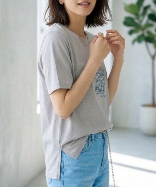 Belta attrice（ベルタアトリーチェ）の「オーストラリアコットン 強撚フライス ビーズ刺繍 香水ボトルTシャツ / 日本製 半袖トップス（Tシャツ/カットソー・レディース・ホワイト/グレー/サックスブルー・FREE）」の15枚目の写真