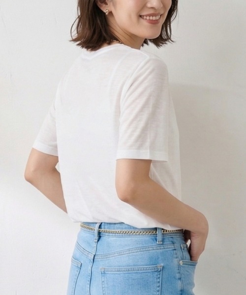 Belta attrice（ベルタアトリーチェ）の「オーストラリアコットン 強撚フライス ビーズ刺繍 香水ボトルTシャツ / 日本製 半袖トップス（Tシャツ/カットソー・レディース・ホワイト/グレー/サックスブルー・FREE）」の12枚目の写真