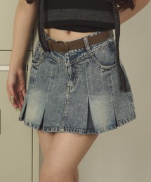 DISPARK/【26春夏新作】ベルト付きウォッシュドデニムミニスカパン