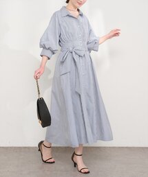 バルーンスリーブシャツワンピース