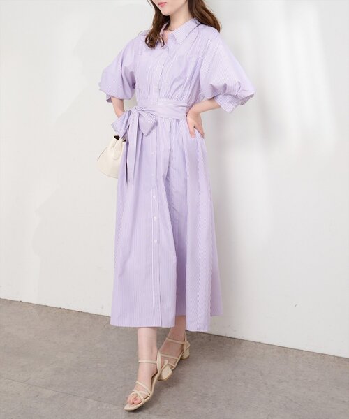natural couture(ナチュラルクチュール)の「バルーンスリーブシャツワンピース(ワンピース・レディース・その他3/その他2/その他1/ネイビー/その他4/オフホワイト・FREE)」の9枚目の写真