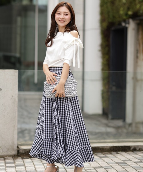 Apuweiser-riche(アプワイザーリッシェ)の「ギンガムエアリー切替スカート(スカート・レディース・ブラック/ネイビー・1/0/2)」の8枚目の写真