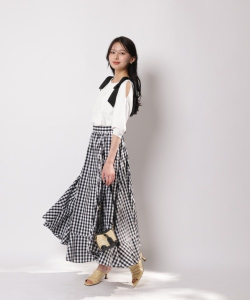 Apuweiser-riche(アプワイザーリッシェ)の「ギンガムエアリー切替スカート(スカート・レディース・ブラック/ネイビー・1/0/2)」の10枚目の写真