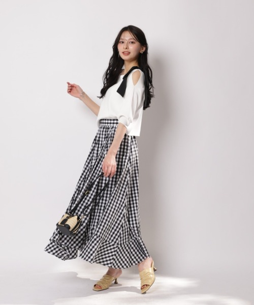 Apuweiser-riche(アプワイザーリッシェ)の「ギンガムエアリー切替スカート(スカート・レディース・ブラック/ネイビー・1/0/2)」の11枚目の写真