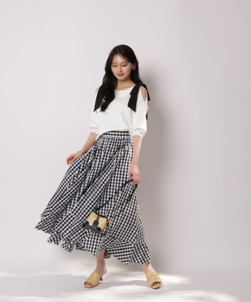 Apuweiser-riche(アプワイザーリッシェ)の「ギンガムエアリー切替スカート(スカート・レディース・ブラック/ネイビー・1/0/2)」の12枚目の写真