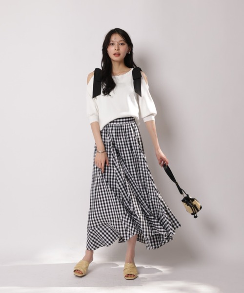 Apuweiser-riche(アプワイザーリッシェ)の「ギンガムエアリー切替スカート(スカート・レディース・ブラック/ネイビー・1/0/2)」の13枚目の写真