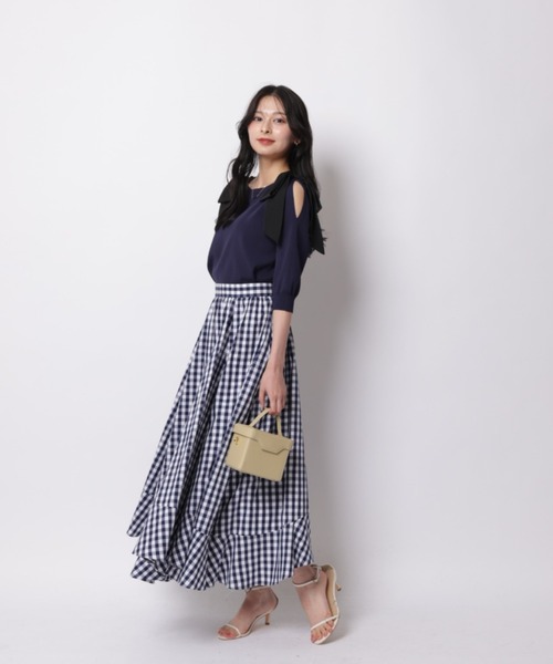 Apuweiser-riche(アプワイザーリッシェ)の「ギンガムエアリー切替スカート(スカート・レディース・ブラック/ネイビー・1/0/2)」の14枚目の写真