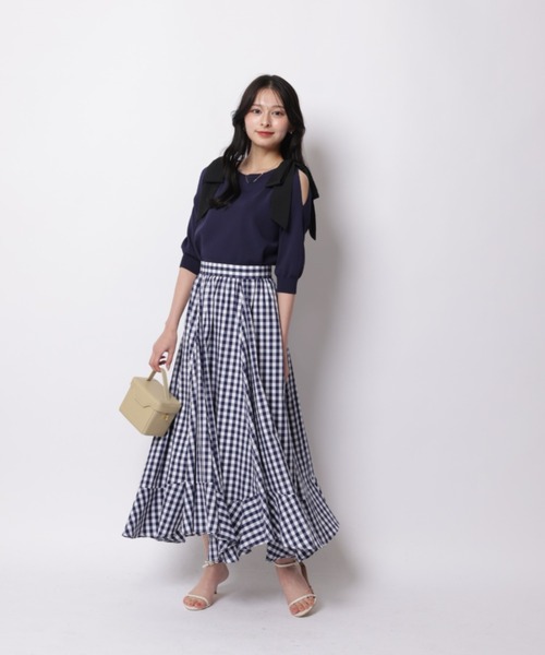 Apuweiser-riche(アプワイザーリッシェ)の「ギンガムエアリー切替スカート(スカート・レディース・ブラック/ネイビー・1/0/2)」の15枚目の写真