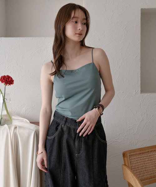 mideal（マイディール）の「back open camisole / バックオープンキャミソール（キャミソール・レディース・ブルーグリーン/チャコールグレー/アイボリー・FREE）」の3枚目の写真
