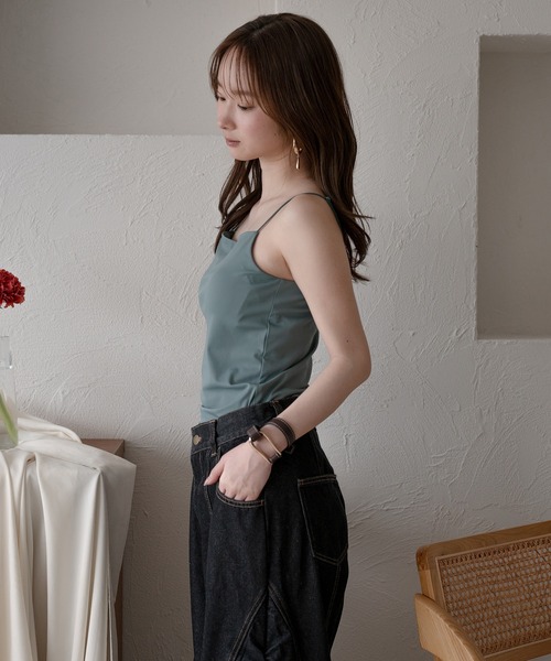 mideal（マイディール）の「back open camisole / バックオープンキャミソール（キャミソール・レディース・ブルーグリーン/チャコールグレー/アイボリー・FREE）」の14枚目の写真