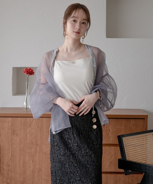 mideal（マイディール）の「back open camisole / バックオープンキャミソール（キャミソール・レディース・ブルーグリーン/チャコールグレー/アイボリー・FREE）」の4枚目の写真