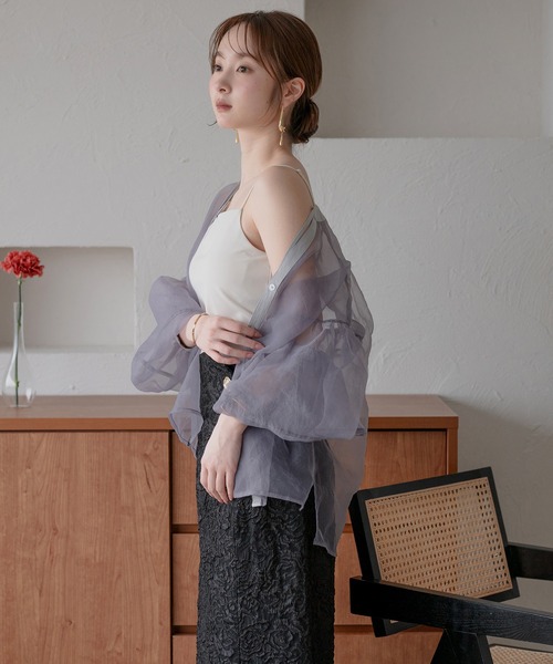 mideal（マイディール）の「back open camisole / バックオープンキャミソール（キャミソール・レディース・ブルーグリーン/チャコールグレー/アイボリー・FREE）」の6枚目の写真