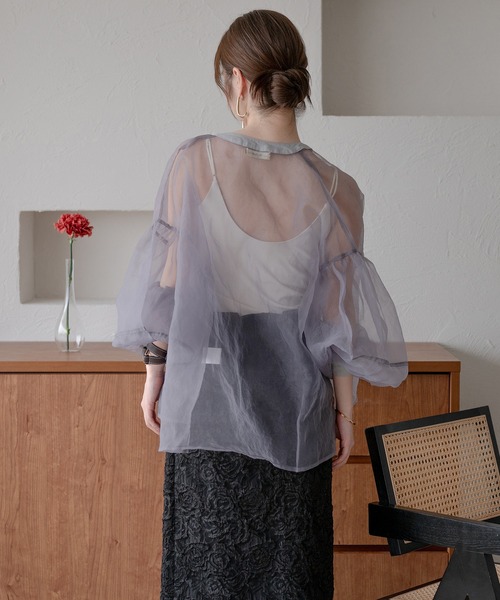 mideal（マイディール）の「back open camisole / バックオープンキャミソール（キャミソール・レディース・ブルーグリーン/チャコールグレー/アイボリー・FREE）」の7枚目の写真