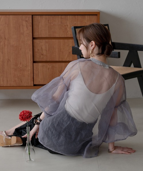 mideal（マイディール）の「back open camisole / バックオープンキャミソール（キャミソール・レディース・ブルーグリーン/チャコールグレー/アイボリー・FREE）」の8枚目の写真