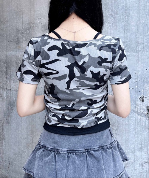 INGNI（イング）の「メイサイレイヤードラインストーンロゴトップス（Tシャツ/カットソー・レディース・グレー系その他3/カーキ系2・M）」の7枚目の写真