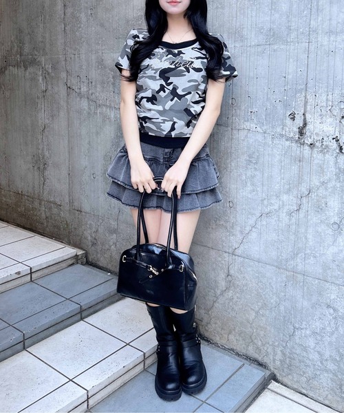 INGNI（イング）の「メイサイレイヤードラインストーンロゴトップス（Tシャツ/カットソー・レディース・グレー系その他3/カーキ系2・M）」の9枚目の写真