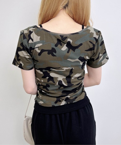 INGNI（イング）の「メイサイレイヤードラインストーンロゴトップス（Tシャツ/カットソー・レディース・グレー系その他3/カーキ系2・M）」の14枚目の写真