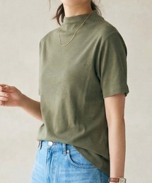 【汗冷え防止】強撚コットン100 モックネック 半袖 フライス Tシャツ / 薄手インナー