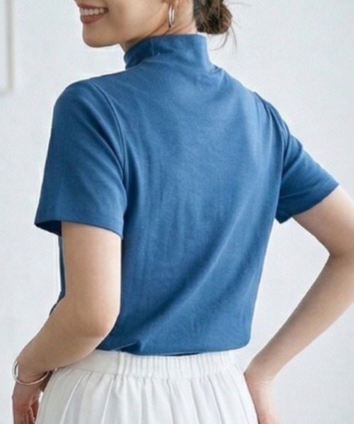 Belta attrice(ベルタアトリーチェ)の「【汗冷え防止】強撚コットン100 モックネック 半袖 フライス Tシャツ / 薄手インナー(Tシャツ/カットソー・レディース・ダークオレンジ/ブルー/カーキ/ブラック/ライトグレー/ダークグリーン/グレイッシュベージュ/ボルドー/ダークブルー・FREE/M~L/フリー)」の11枚目の写真