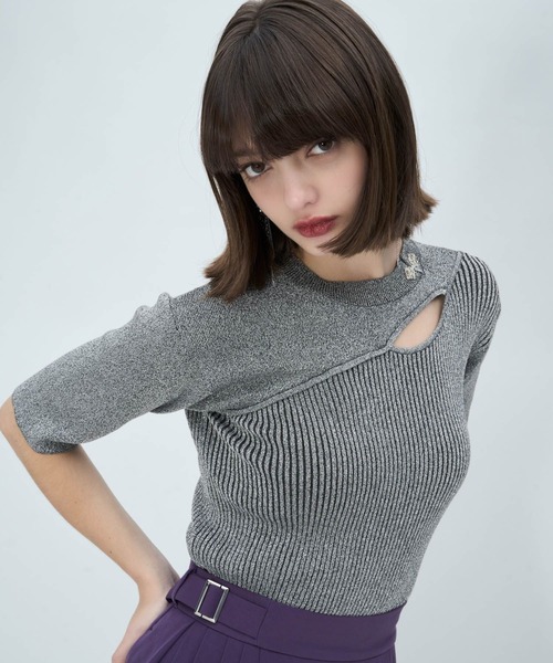 HARE(ハレ)の「チャイナカナグリブニット(HARE)(ニット/セーター・レディース・グレー/ブラック/グリーン/ブルー/ライトブルー/シルバー/レッド・FREE)」の7枚目の写真