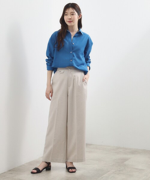grove（グローブ）の「【貴島明日香さん着用】ディティールが際立つ、リネンライクワイドパンツ（その他パンツ・レディース・ライトベージュ/ブラウン系その他/ブラック・02/03/04/01/05）」の8枚目の写真