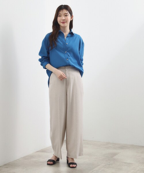 grove（グローブ）の「【貴島明日香さん着用】ディティールが際立つ、リネンライクワイドパンツ（その他パンツ・レディース・ライトベージュ/ブラウン系その他/ブラック・02/03/04/01/05）」の9枚目の写真