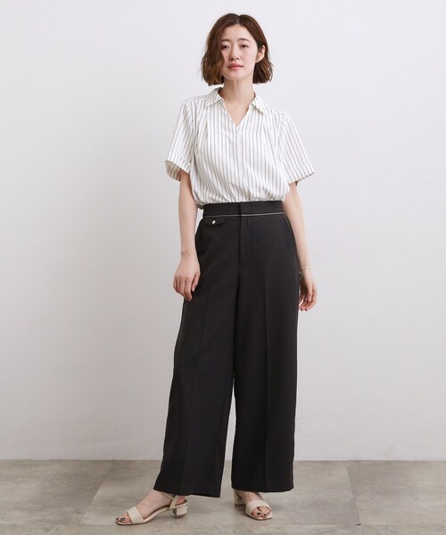 grove（グローブ）の「【貴島明日香さん着用】ディティールが際立つ、リネンライクワイドパンツ（その他パンツ・レディース・ライトベージュ/ブラウン系その他/ブラック・02/03/04/01/05）」の17枚目の写真