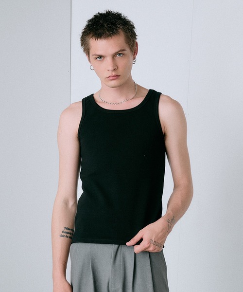 Regen Glanz(レーゲングランツ)の「modern standard rib tank top / モダンスタンダードリブタンクトップ(タンクトップ・メンズ・ブラック/ライトホワイト・MEDIUM/LARGE/SMALL)」の2枚目の写真