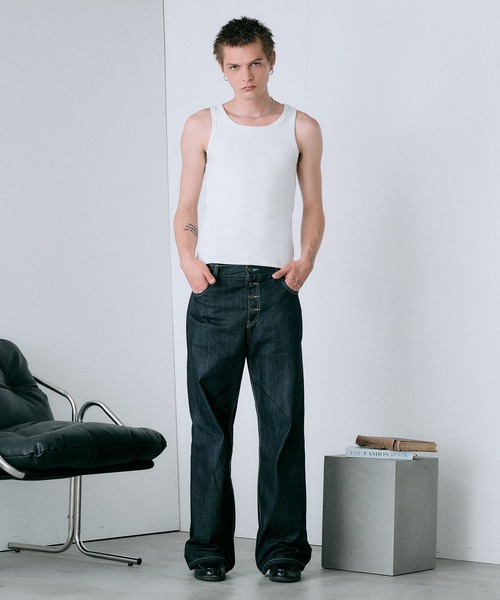 Regen Glanz(レーゲングランツ)の「modern standard rib tank top / モダンスタンダードリブタンクトップ(タンクトップ・メンズ・ブラック/ライトホワイト・MEDIUM/LARGE/SMALL)」の8枚目の写真